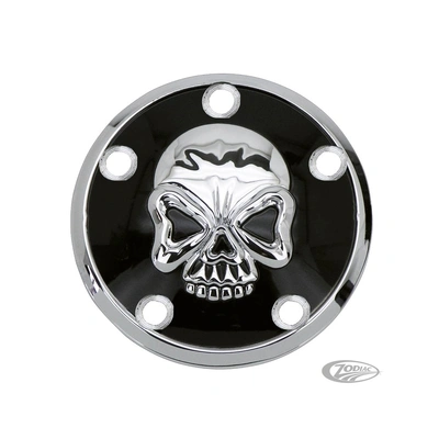 Zodiac Skull Ignition Cover Twincam 2000-on - Black/Chrome