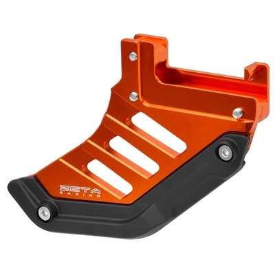 Zeta Alloy Rear Disc Guard + Poly Bumper for GasGas '21<, Husqvarna '14<, KTM '23<, Stark - Orange - 